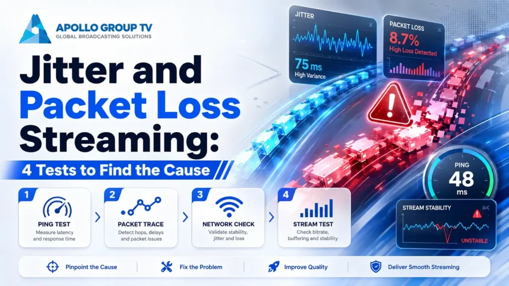 Jitter and packet loss streaming tests to find network instability and connection problems