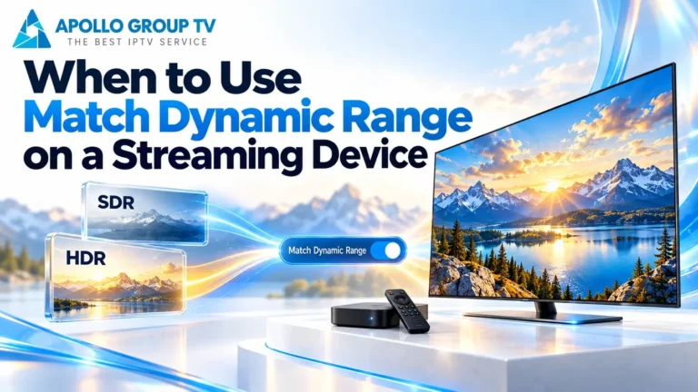 TV and streaming device illustrating match dynamic range with SDR and HDR visuals